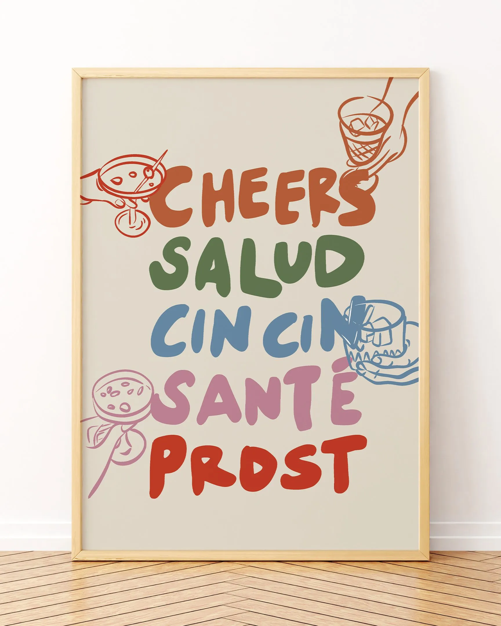Cheers.01 - 2 Adet Tablo Setleri, Ahşap Çerçeve, Çerçeveli Tablolar, Kokteyl Tabloları, Çerçeve
