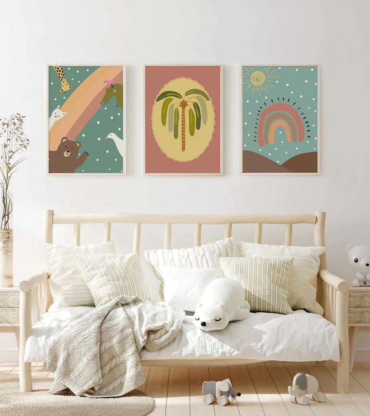 Kids Room Set.03 - 3 Adet Tablo Setleri, Çerçeveli Tablolar, Çocuk Odası Tabloları