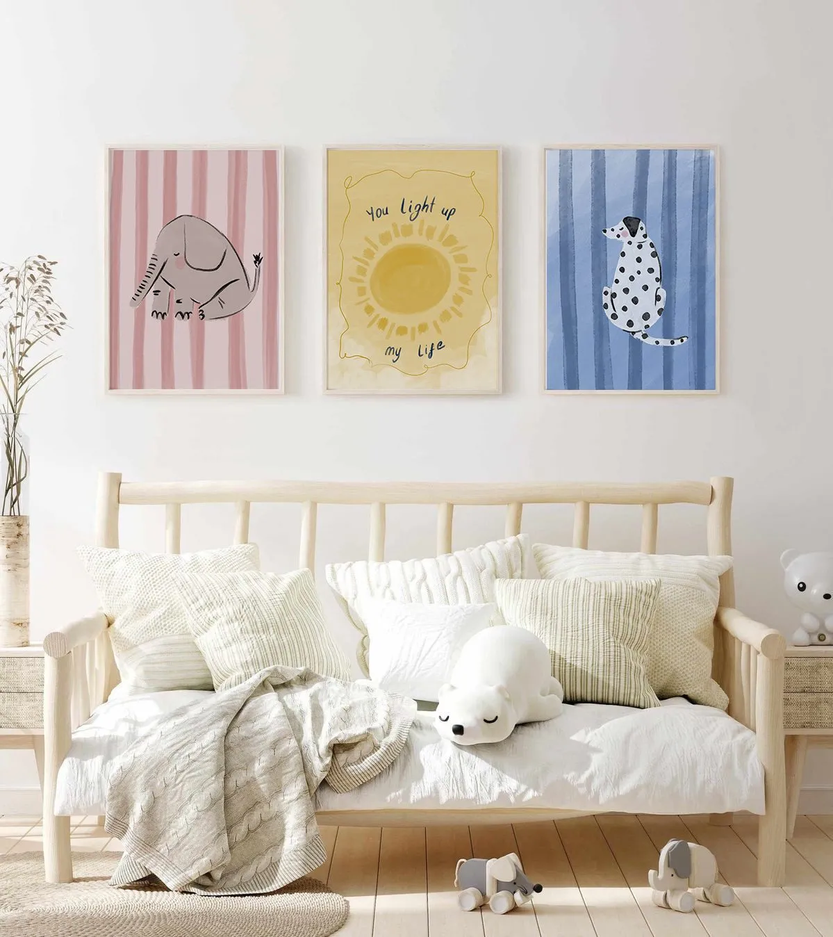 Kids Room Set.01 - 3 Adet Tablo Setleri, Çerçeveli Tablolar, Çocuk Odası Tabloları
