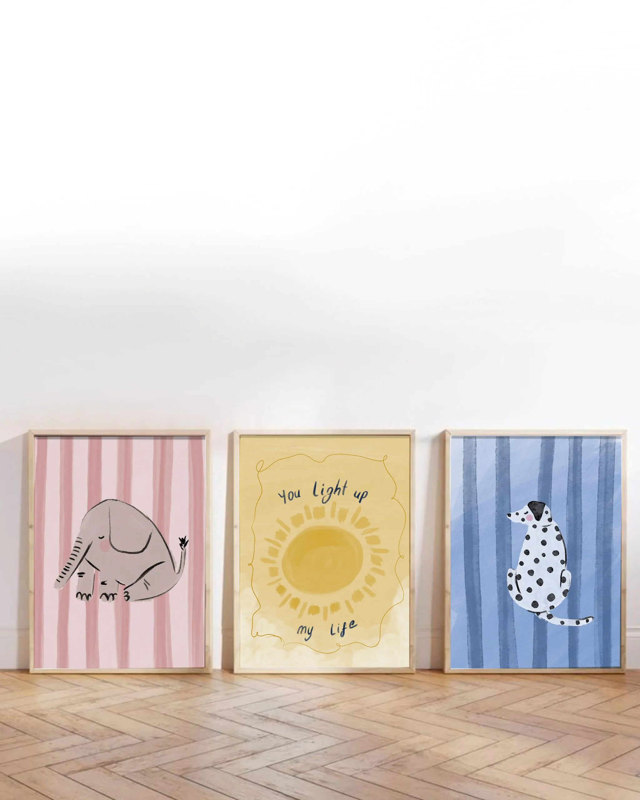 Kids Room Set.01 - 3 Adet Tablo Setleri, Çerçeveli Tablolar, Çocuk Odası Tabloları