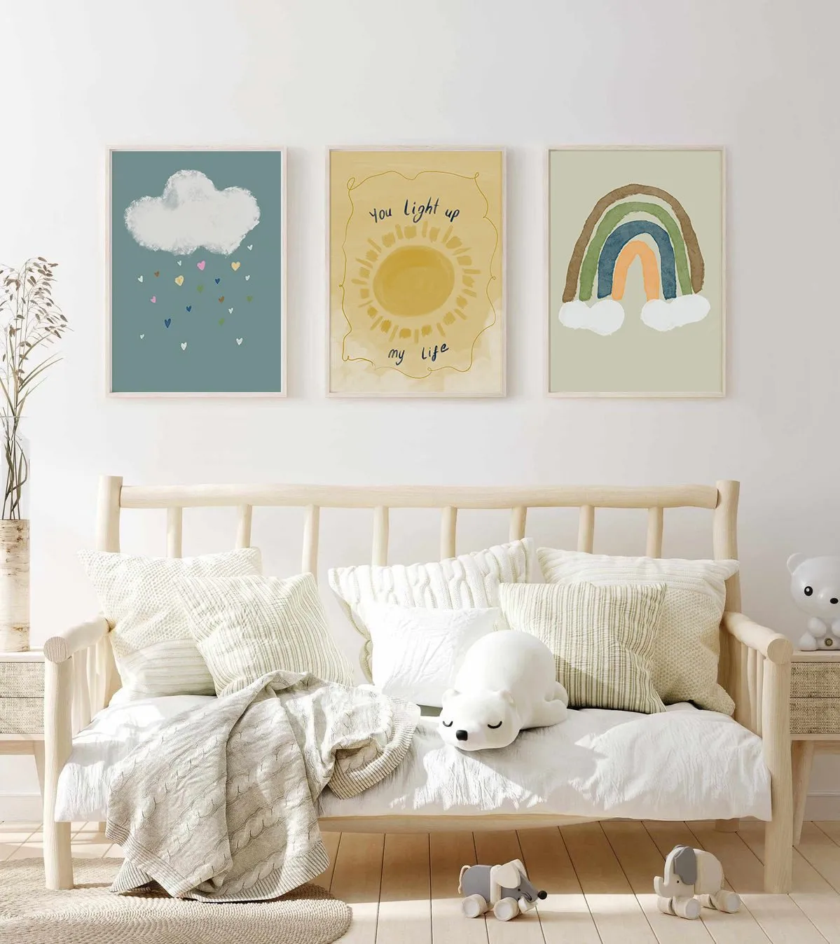 Kids Room Set.02 - 3 Adet Tablo Setleri, Çerçeveli Tablolar, Çocuk Odası Tabloları