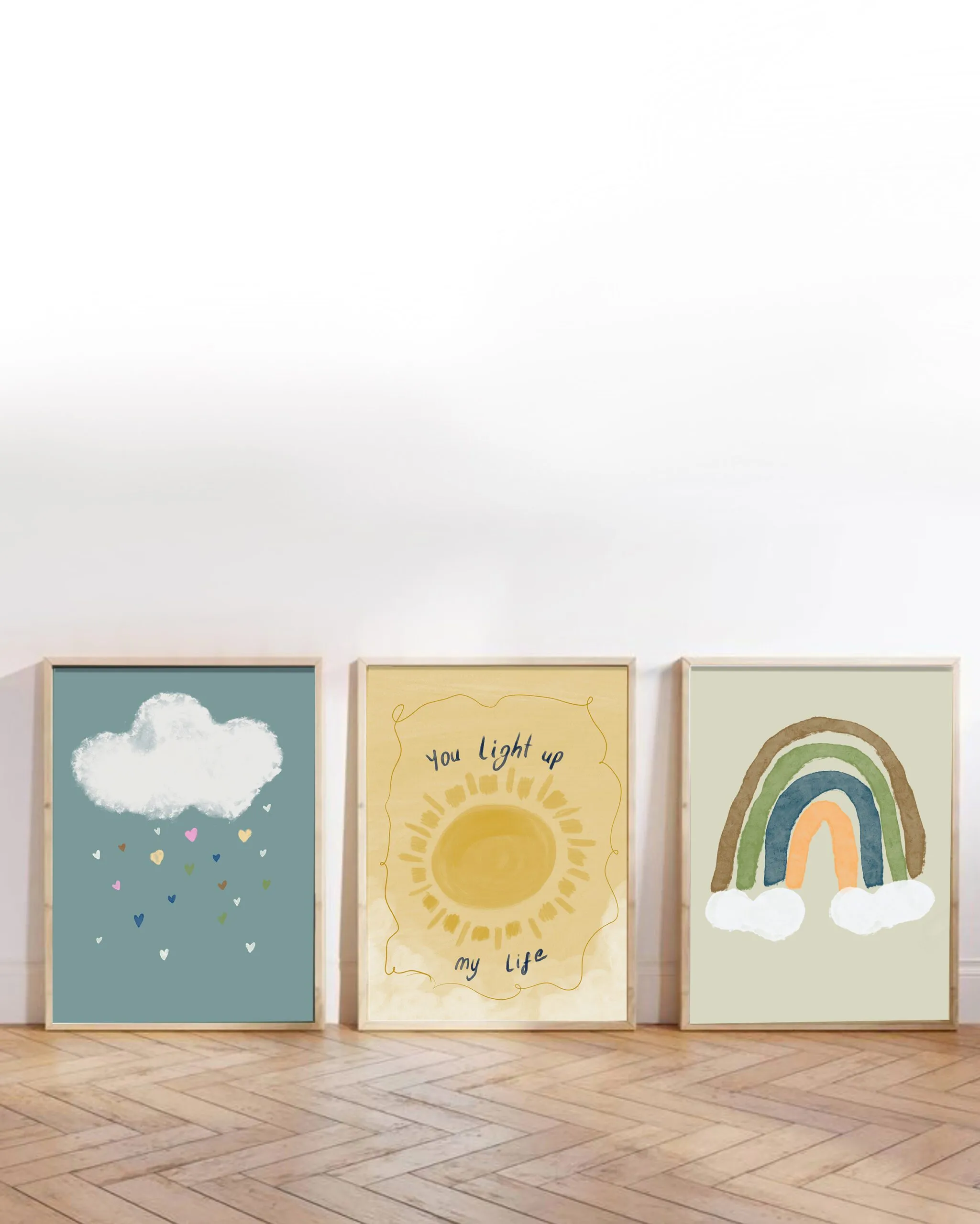 Kids Room Set.02 - 3 Adet Tablo Setleri, Çerçeveli Tablolar, Çocuk Odası Tabloları
