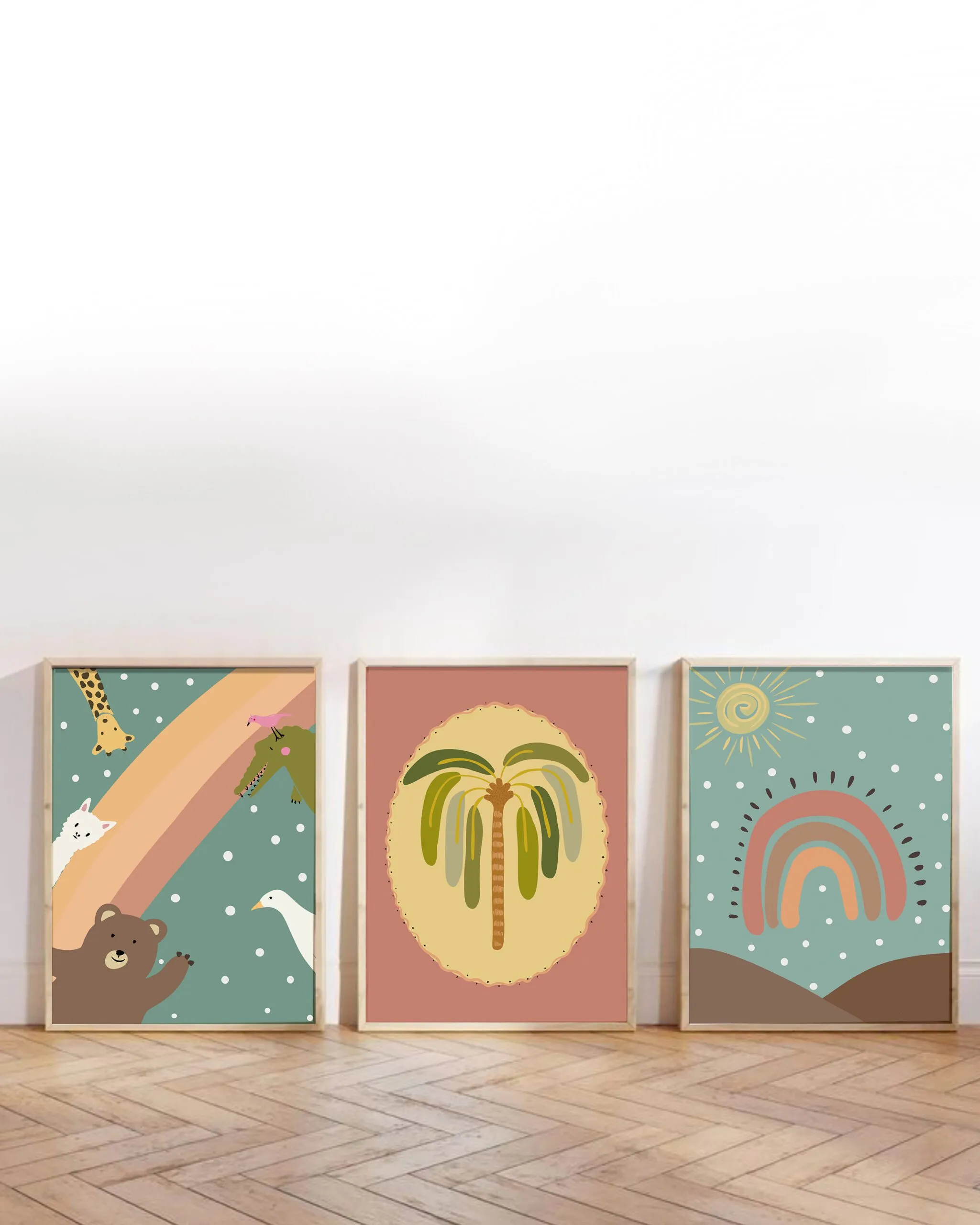 Kids Room Set.03 - 3 Adet Tablo Setleri, Çerçeveli Tablolar, Çocuk Odası Tabloları