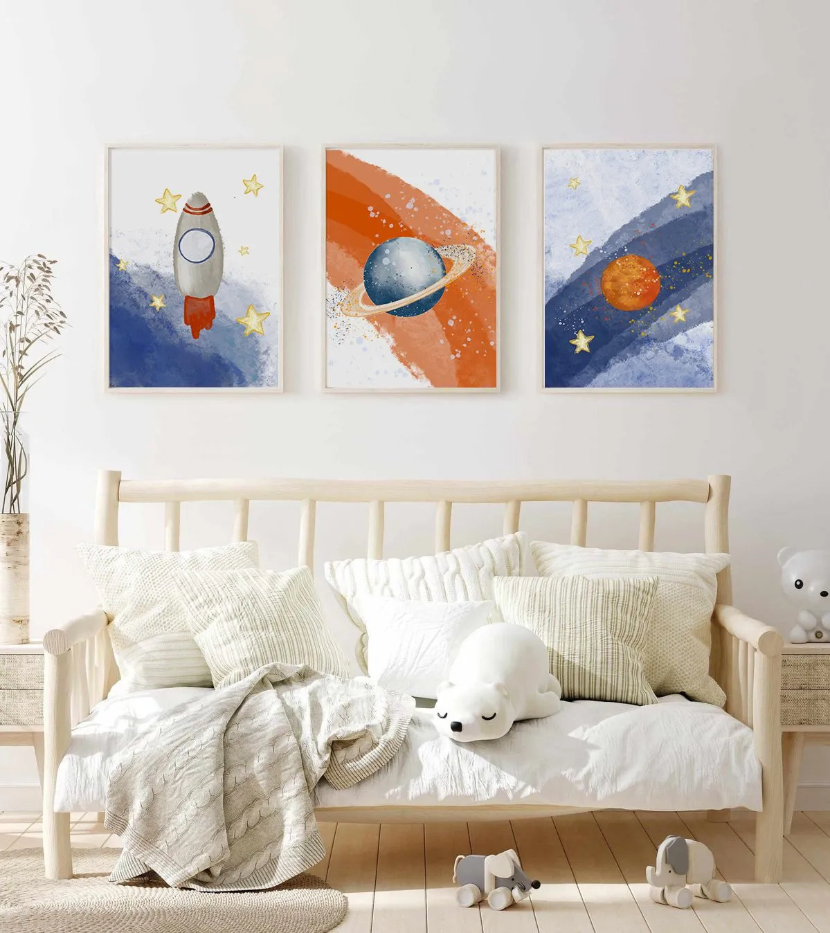 Kids Room Set.04 - 3 Adet Tablo Setleri, Çerçeveli Tablolar, Çocuk Odası Tabloları