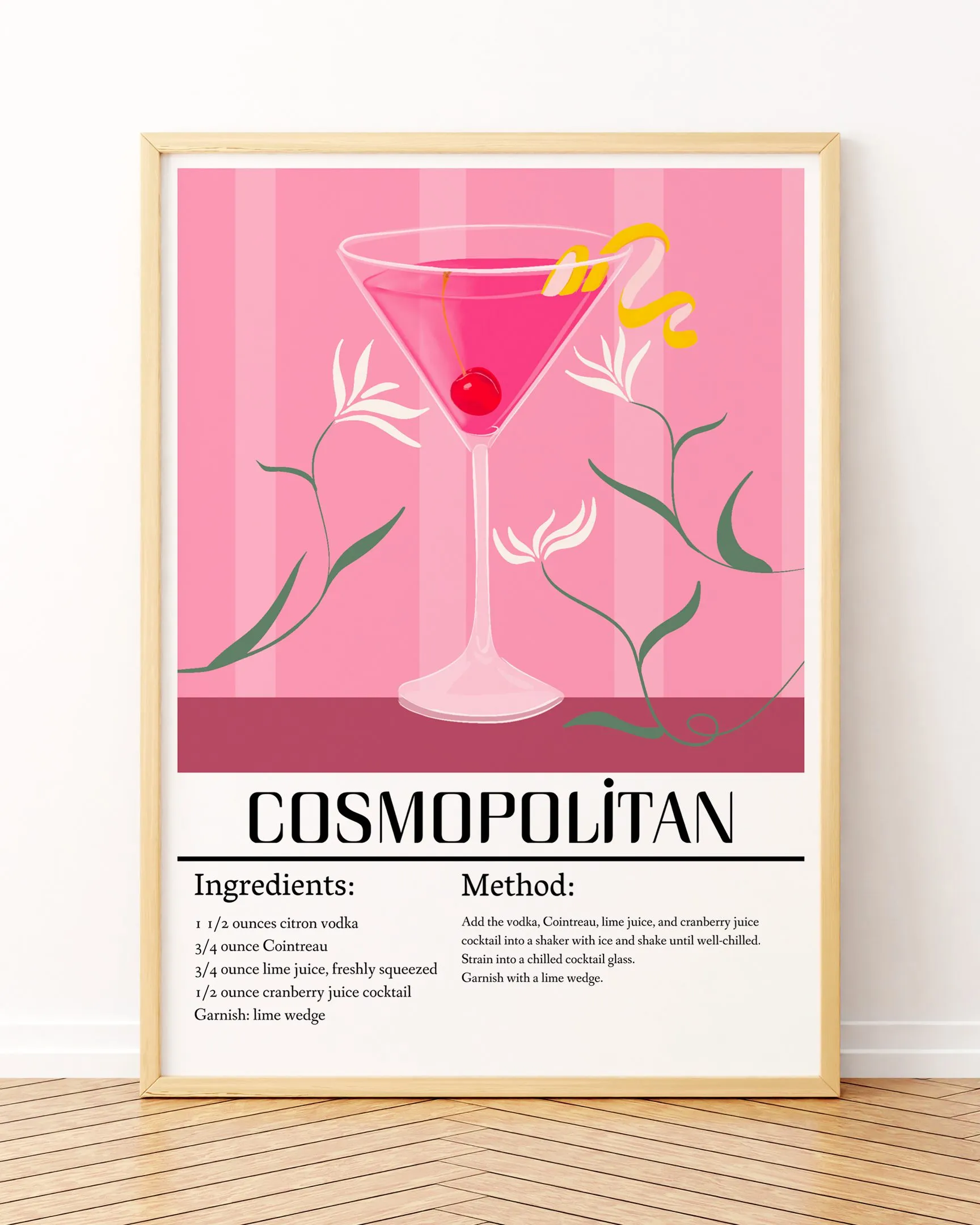 Cosmopolitan - Ahşap Çerçeve, Çerçeveli Tablolar, Kokteyl Tabloları, Çerçeve
