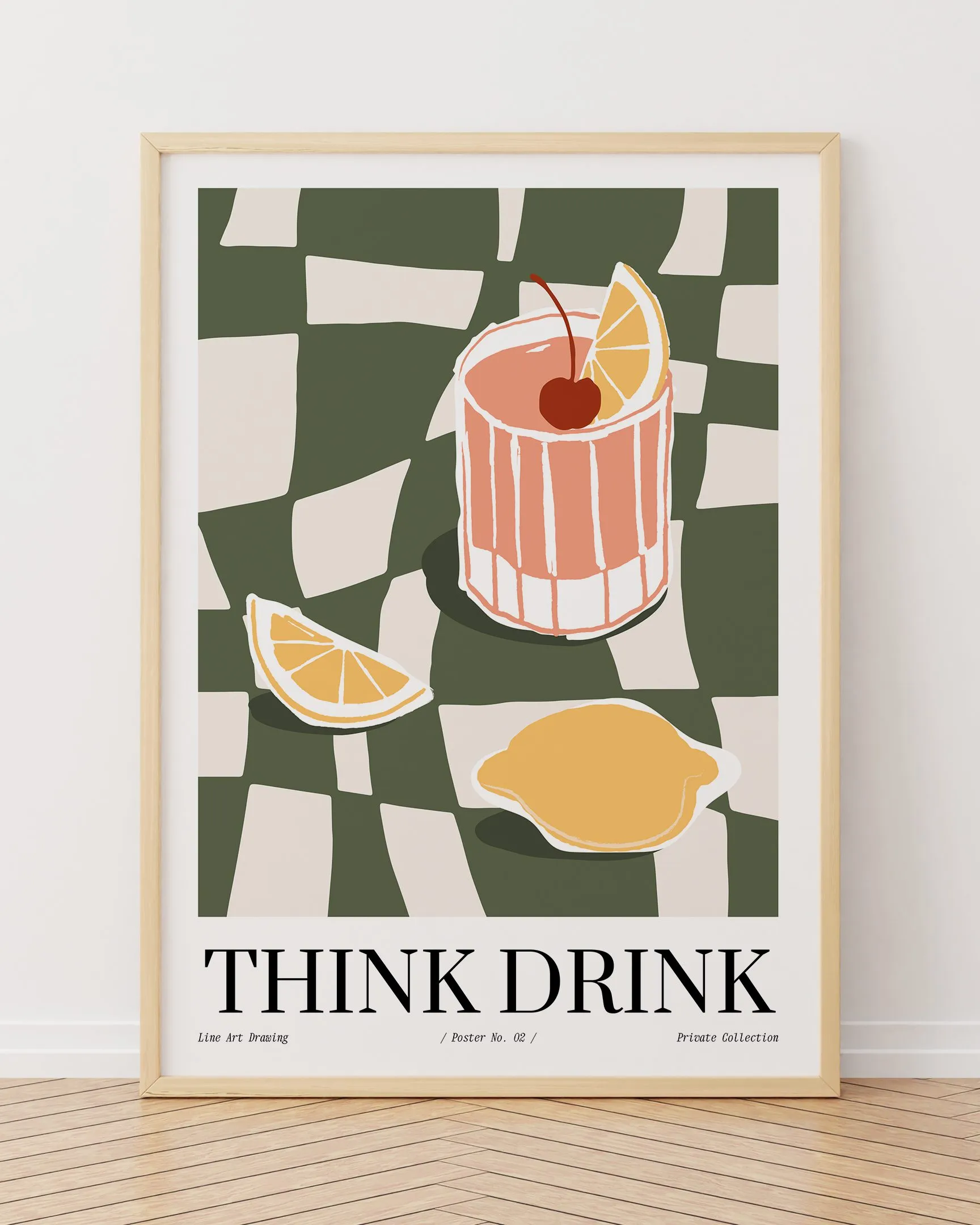 ThinkDrink - Ahşap Çerçeve, Çerçeveli Tablolar, Kokteyl Tabloları, Çerçeve
