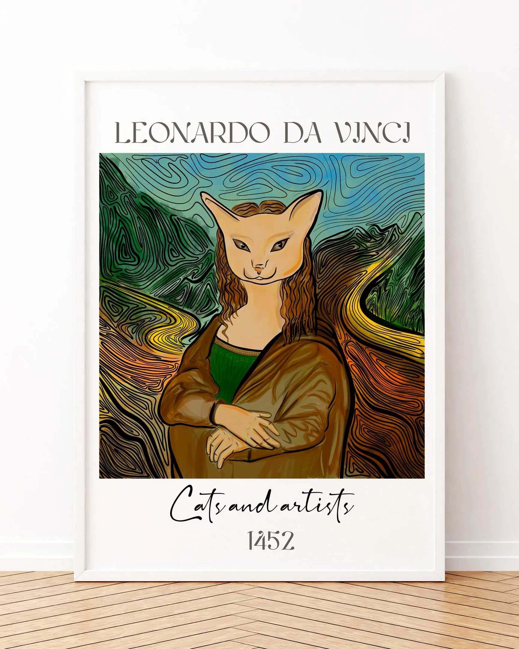 Leonardo Da Vinci - Çerçeveli Tablolar, Kedi & Sanatçı Tabloları