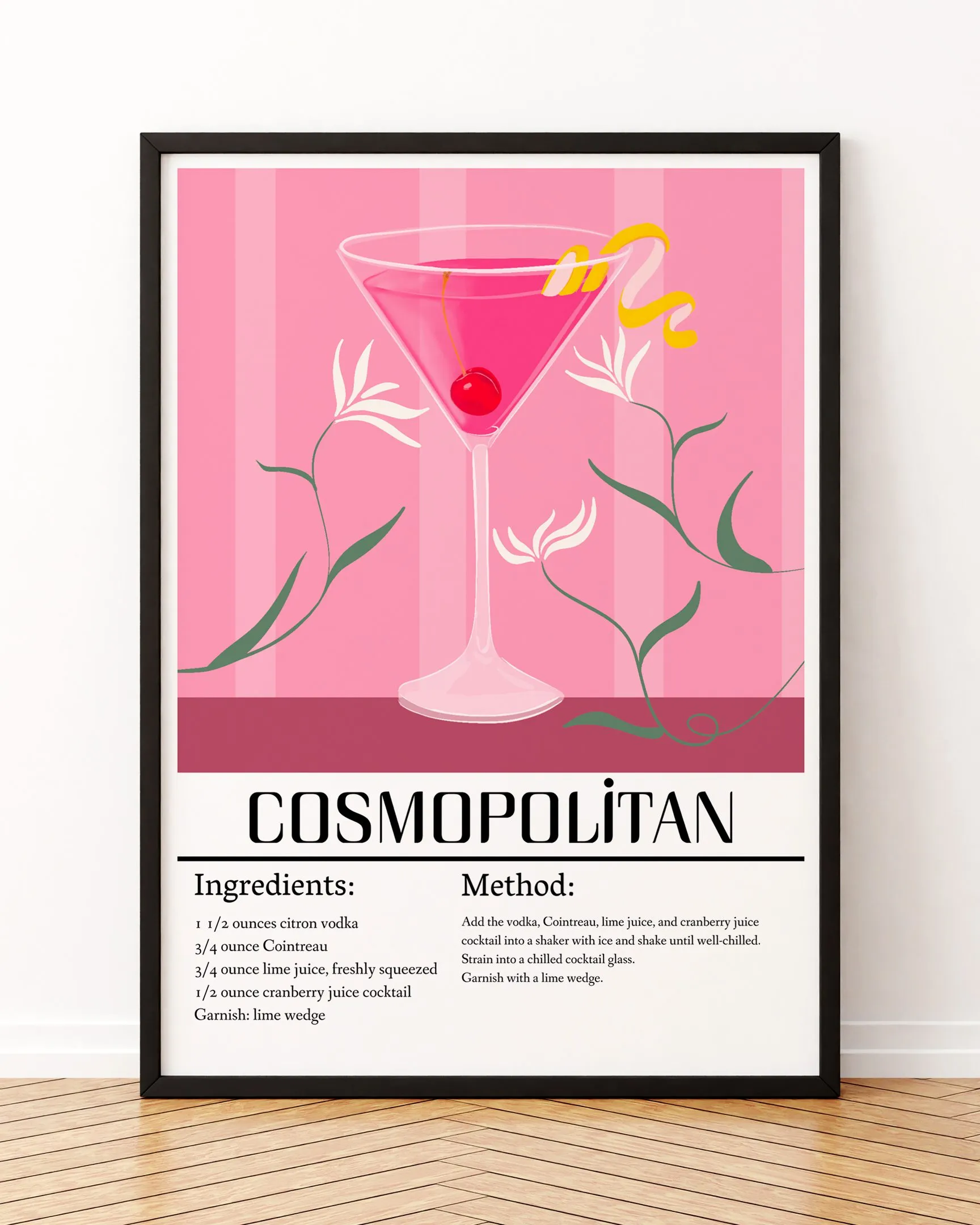 Cosmopolitan - Ahşap Çerçeve, Çerçeveli Tablolar, Kokteyl Tabloları, Çerçeve