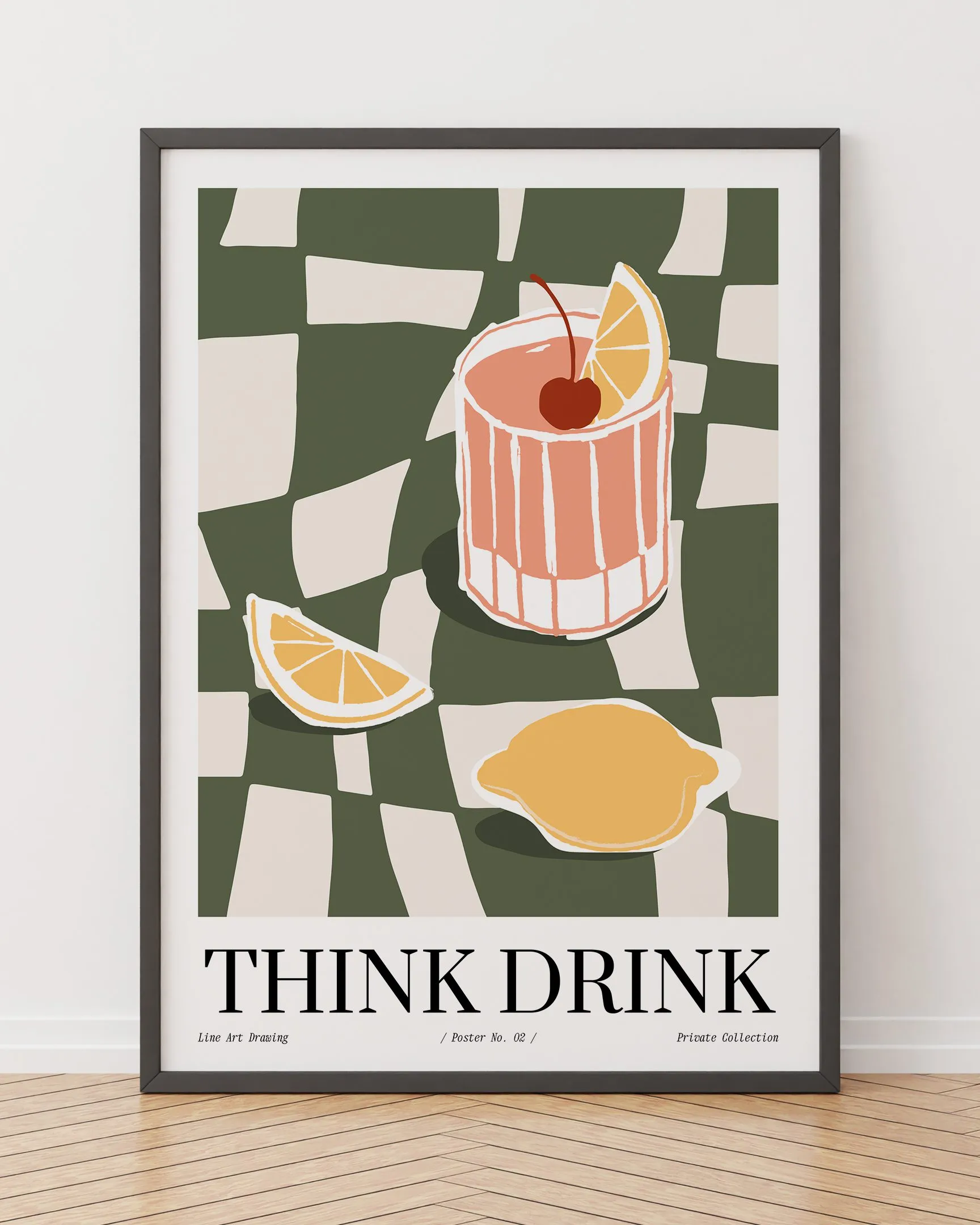 ThinkDrink - Ahşap Çerçeve, Çerçeveli Tablolar, Kokteyl Tabloları, Çerçeve
